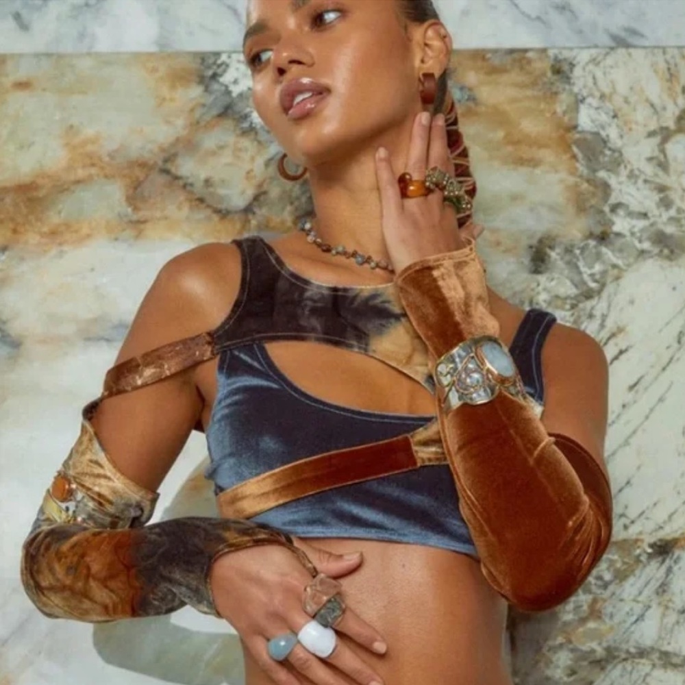 Jaded London asymmetrical velvet top